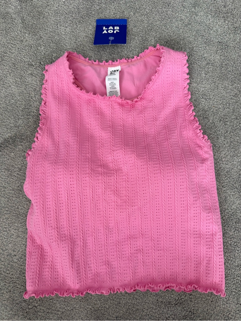 Joylab Pink Eyelet Ruffle Tank Top for Women NWT